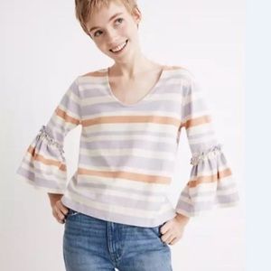 Madewell Ruffle-Sleeve Top in Fairhaven Stripe